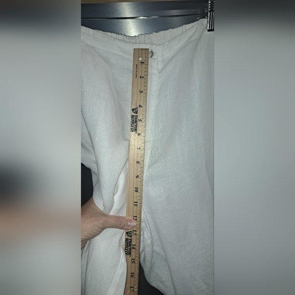 Johnny Was White Linen Tapered Leg Pants Split Front Hem Cropped Summer 1X - Picture 10 of 11